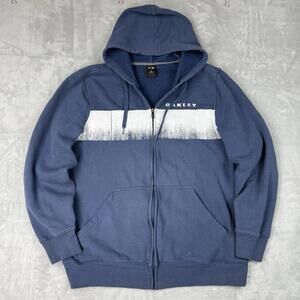Oakley Vintage Full Zip Hoodie Blue Logo Ski Relaxed  Men Sz L Fleece Y2K Skate